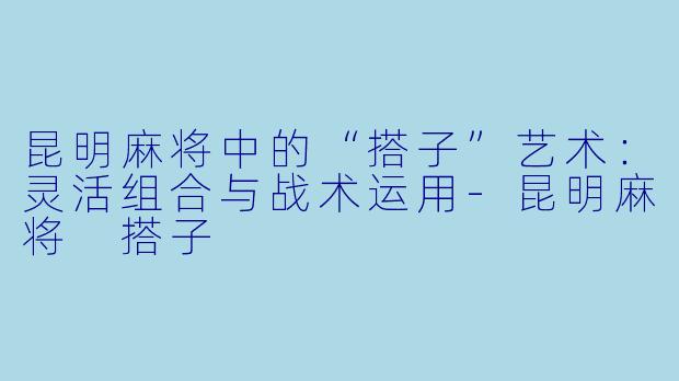 昆明麻将中的“搭子”艺术：灵活组合与战术运用-昆明麻将 搭子