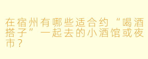 在宿州有哪些适合约“喝酒搭子”一起去的小酒馆或夜市？