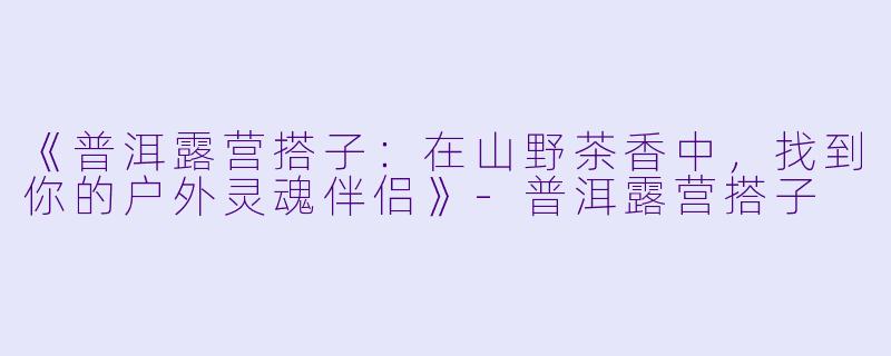《普洱露营搭子：在山野茶香中，找到你的户外灵魂伴侣》-普洱露营搭子
