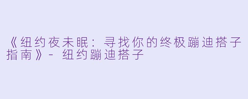 《纽约夜未眠：寻找你的终极蹦迪搭子指南》-纽约蹦迪搭子