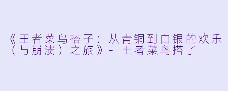 《王者菜鸟搭子：从青铜到白银的欢乐（与崩溃）之旅》-王者菜鸟搭子