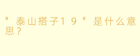 "泰山搭子19"是什么意思?