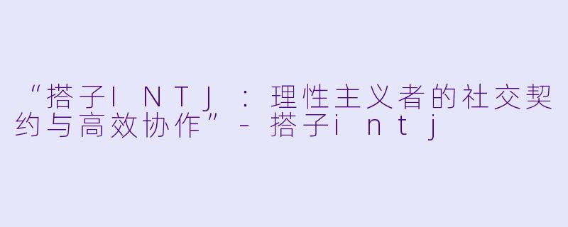 “搭子INTJ：理性主义者的社交契约与高效协作”-搭子intj