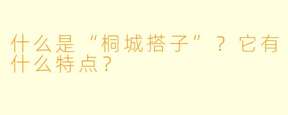 什么是“桐城搭子”？它有什么特点？