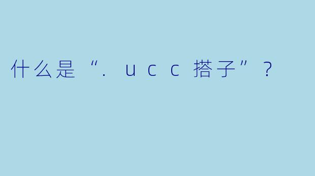 什么是“.ucc搭子”？