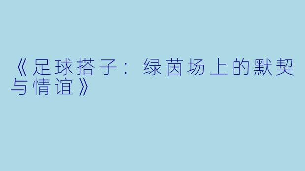 《足球搭子：绿茵场上的默契与情谊》