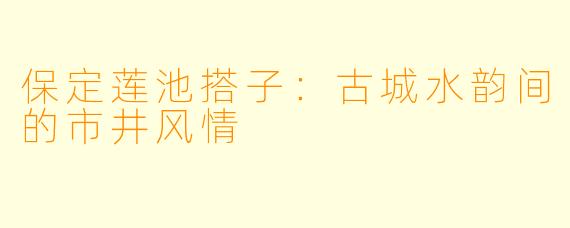 保定莲池搭子：古城水韵间的市井风情
