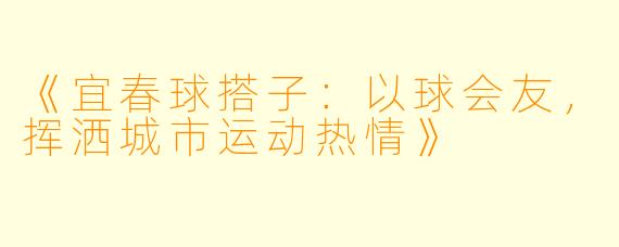 《宜春球搭子：以球会友，挥洒城市运动热情》