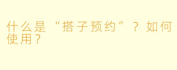 什么是“搭子预约”？如何使用？