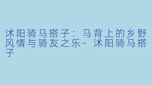 沭阳骑马搭子：马背上的乡野风情与骑友之乐-沭阳骑马搭子