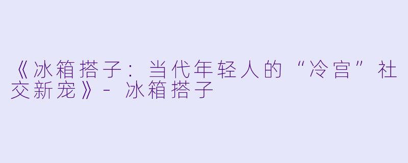 《冰箱搭子：当代年轻人的“冷宫”社交新宠》-冰箱搭子