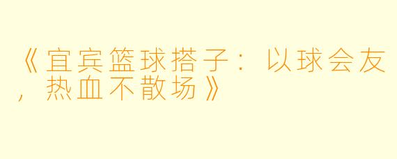 《宜宾篮球搭子：以球会友，热血不散场》