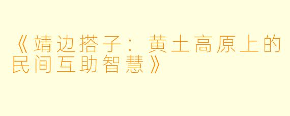 《靖边搭子：黄土高原上的民间互助智慧》