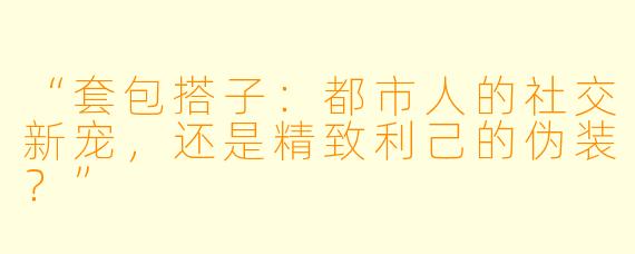 “套包搭子：都市人的社交新宠，还是精致利己的伪装？”