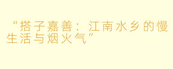 “搭子嘉善：江南水乡的慢生活与烟火气”
