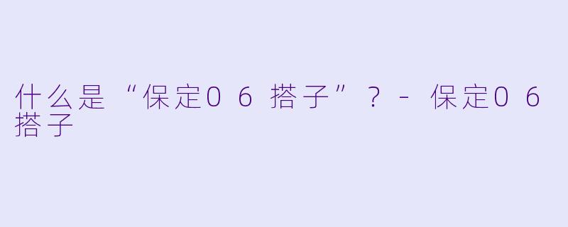 什么是“保定06搭子”？-保定06搭子