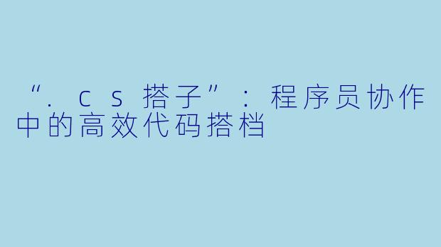 “.cs搭子”：程序员协作中的高效代码搭档