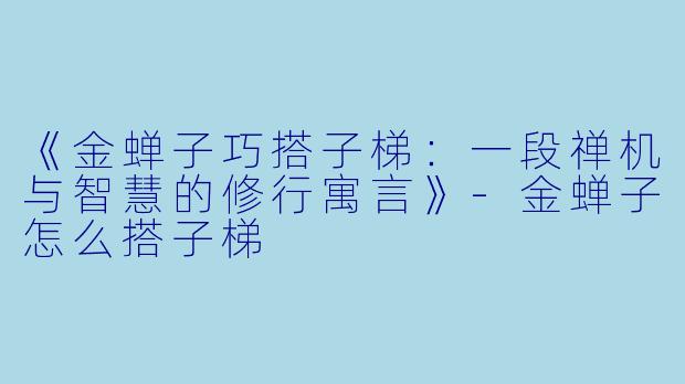 《金蝉子巧搭子梯：一段禅机与智慧的修行寓言》-金蝉子怎么搭子梯