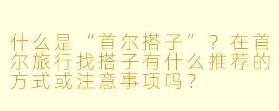 什么是“首尔搭子”？在首尔旅行找搭子有什么推荐的方式或注意事项吗？