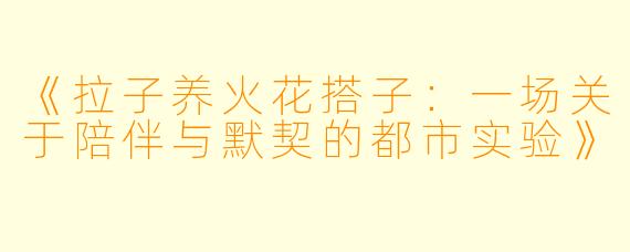《拉子养火花搭子：一场关于陪伴与默契的都市实验》