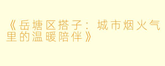 《岳塘区搭子：城市烟火气里的温暖陪伴》
