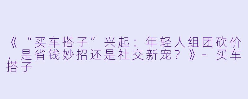 《“买车搭子”兴起：年轻人组团砍价，是省钱妙招还是社交新宠？》-买车搭子