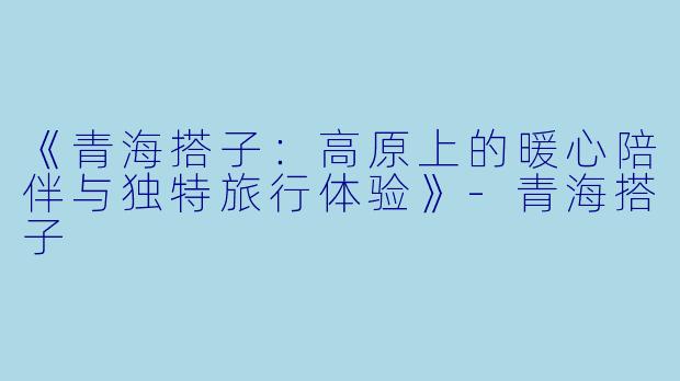 《青海搭子：高原上的暖心陪伴与独特旅行体验》-青海搭子