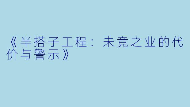 《半搭子工程：未竟之业的代价与警示》