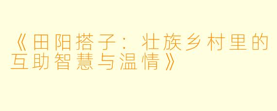 《田阳搭子：壮族乡村里的互助智慧与温情》