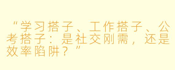 “学习搭子、工作搭子、公考搭子：是社交刚需，还是效率陷阱？”