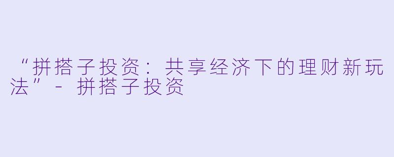 “拼搭子投资：共享经济下的理财新玩法”-拼搭子投资