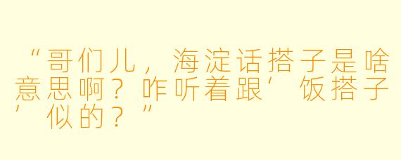 “哥们儿，海淀话搭子是啥意思啊？咋听着跟‘饭搭子’似的？”