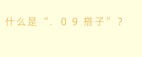 什么是“.09搭子”？