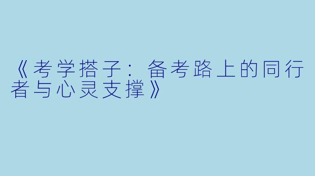 《考学搭子：备考路上的同行者与心灵支撑》