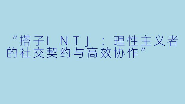 “搭子INTJ：理性主义者的社交契约与高效协作”
