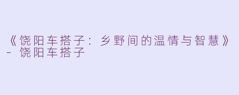 《饶阳车搭子：乡野间的温情与智慧》-饶阳车搭子