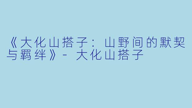 《大化山搭子：山野间的默契与羁绊》-大化山搭子