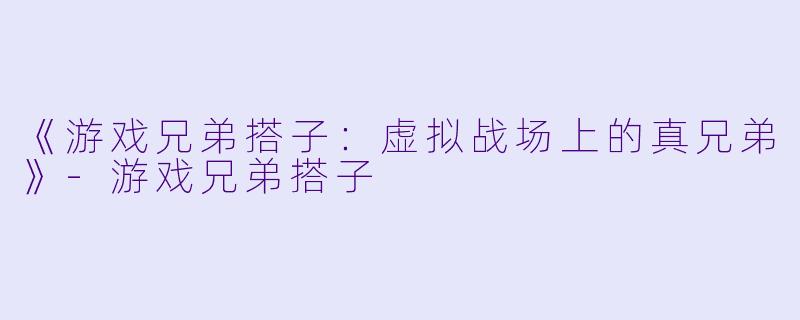 《游戏兄弟搭子：虚拟战场上的真兄弟》-游戏兄弟搭子