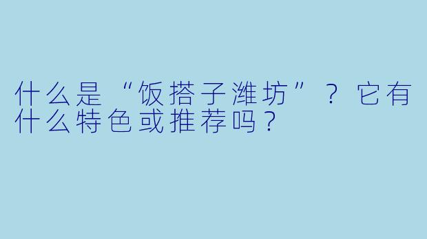 什么是“饭搭子潍坊”？它有什么特色或推荐吗？