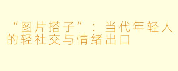 “图片搭子”：当代年轻人的轻社交与情绪出口