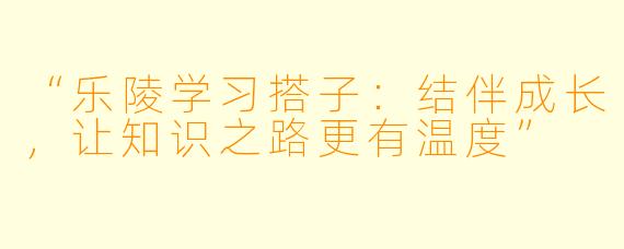 “乐陵学习搭子：结伴成长，让知识之路更有温度”