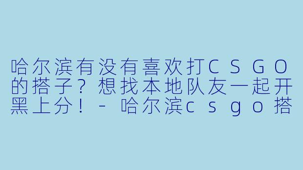 哈尔滨有没有喜欢打CSGO的搭子？想找本地队友一起开黑上分！-哈尔滨csgo搭子