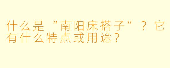 什么是“南阳床搭子”？它有什么特点或用途？