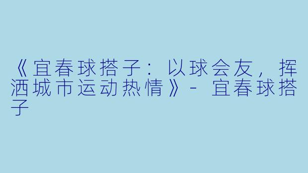 《宜春球搭子：以球会友，挥洒城市运动热情》-宜春球搭子