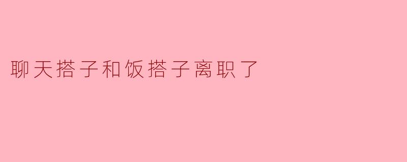 聊天搭子和饭搭子离职了