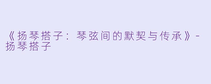 《扬琴搭子：琴弦间的默契与传承》-扬琴搭子