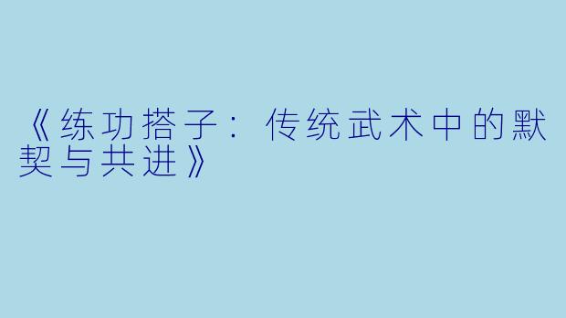 《练功搭子：传统武术中的默契与共进》