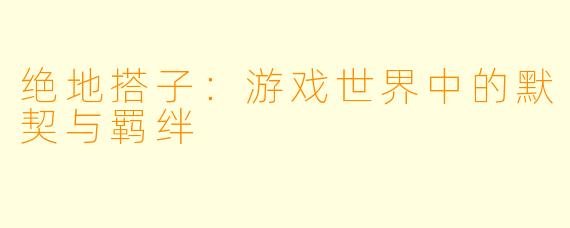 绝地搭子：游戏世界中的默契与羁绊