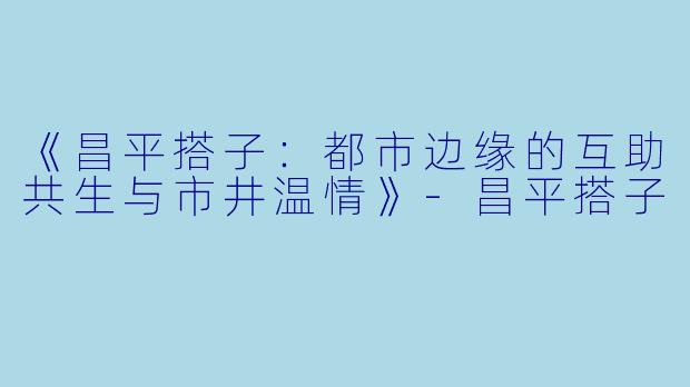《昌平搭子：都市边缘的互助共生与市井温情》-昌平搭子