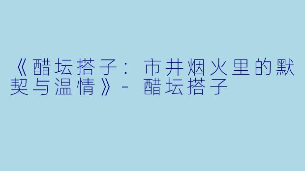《醋坛搭子：市井烟火里的默契与温情》-醋坛搭子